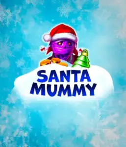  Behold the unique "Santa Mummy" slot game by Belatra, highlighting a mummified Santa decked out in festive holiday attire. This vibrant image captures the mummy with a vivid purple hue, wearing a Santa hat, amid snowy blue and icy snowflakes. The game's title, "Santa Mummy," is boldly written in large, cool blue letters.