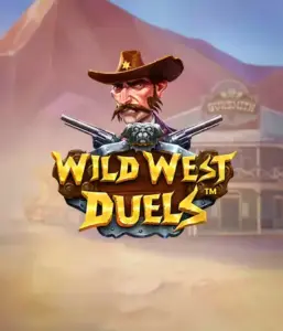  Dive into the daring world of "Wild West Duels" by Pragmatic Play, featuring a hardened gunslinger ready for a showdown. The image shows a fierce cowboy with crossed pistols, set against a desert backdrop. His sharp gaze and elaborate attire highlight the theme of the Old West. The game's title is prominently featured in an ornate font, complementing the exciting theme. 