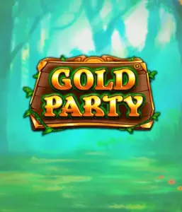 Step into the magical forest of Gold Party slot by Pragmatic Play, highlighting a beautifully designed wooden sign adorned with golden letters. The background features a misty green forest that adds a sense of mystery to the overall ambiance. Ideal for players who love enchanted forest settings, promising a delightful gaming experience. 